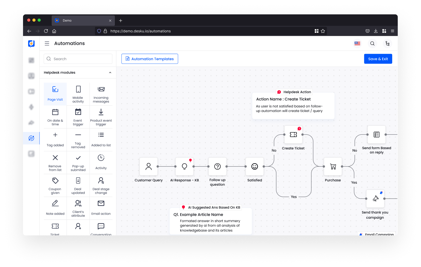 A screen shot of an ai flow diagram on a computer screen, showcasing automation.